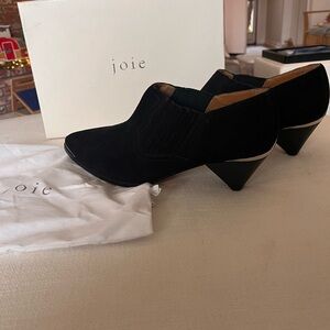 NIB Joie Black Suede Ankle Heeled Booties